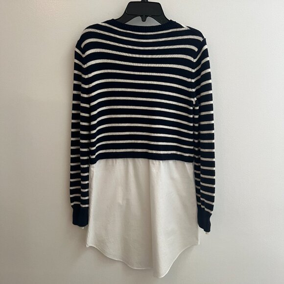 Theory Rymalia Sweater Shirt Tunic Top Striped Medium Blue White - Picture 7 of 9